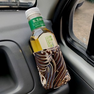 和风布艺JDM汽车出风口车B载手机袋储物袋通用饮品架水杯架 日式