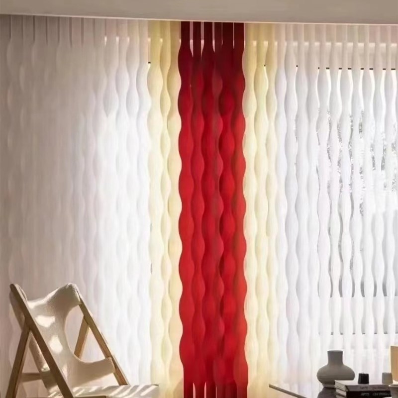 智能电动波纹帘垂直帘梦幻帘竖百叶隔断水波帘客厅阳台遮阳帘窗帘