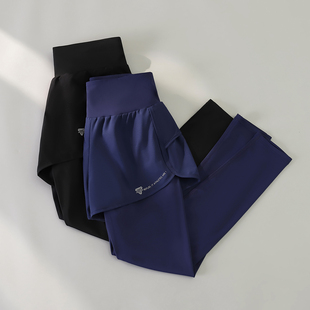 假两件跑步运动长裤女新款专业马拉松健身房速干裤大码高弹压缩裤