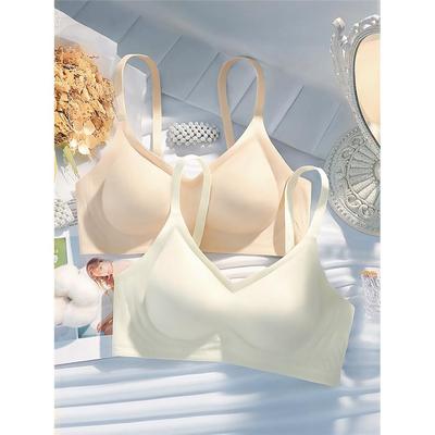 加厚5cm小胸显大聚拢内衣女平胸专用无痕无钢圈肉色肤色白4文胸罩