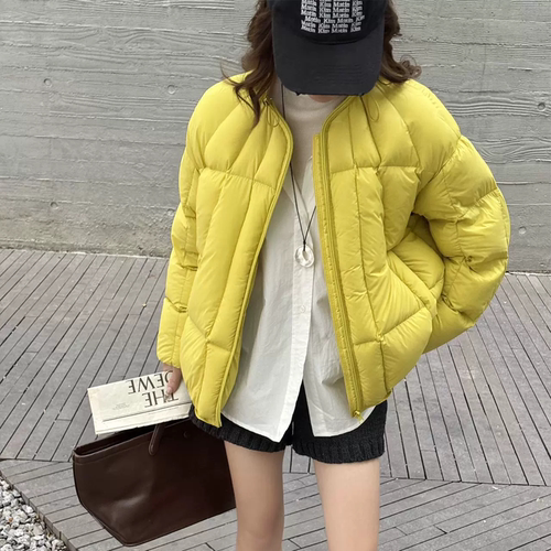 90白鸭绒棒球领羽绒服女2026冬新款宽松保暖设计感小众面包服外套