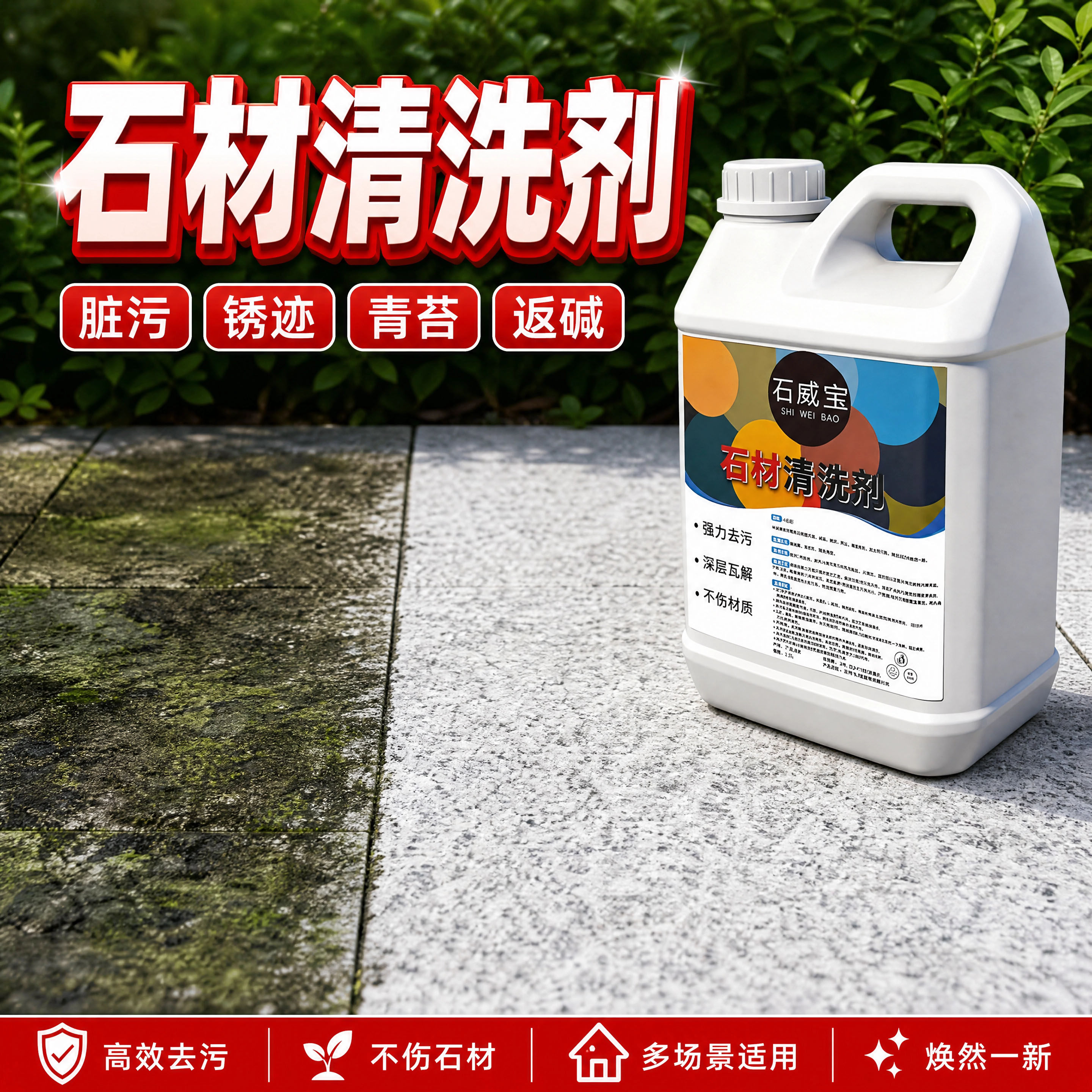 石材清洗剂强力去污花岗岩户外大理石清洁剂除垢除锈青苔去除剂