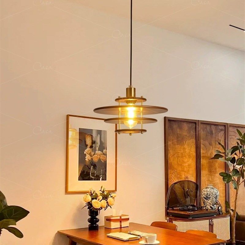 i中古风实木飞碟吊灯胡桃木复古吧台餐桌民宿茶室灯具,家装灯饰光源,餐厅吊灯,淘宝优惠券,粉丝福利购,淘宝优惠卷