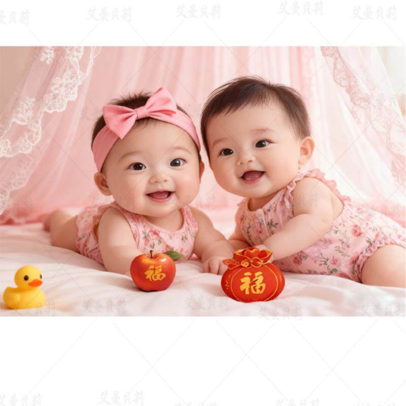 助孕宝宝画龙凤胎孕妇画报墙贴纸双胞胎卧室床头漂亮宝宝送子娃娃