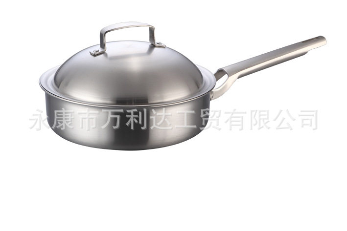 维特尔304三层不锈钢26cm平底锅煎锅炒锅两用无涂层不粘锅房用品