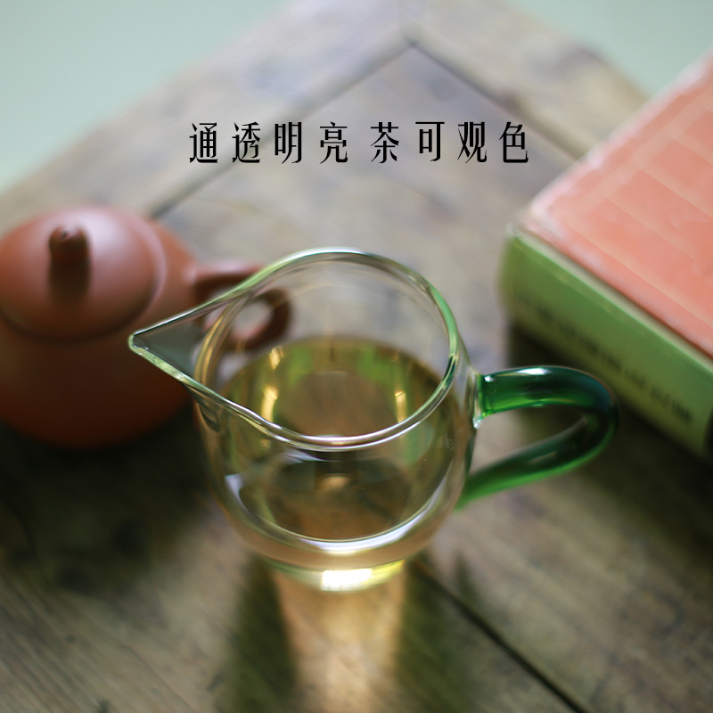 公道茶杯 带手柄茶道分茶器 高硼硅耐热耐高温 通透明亮玻璃公杯