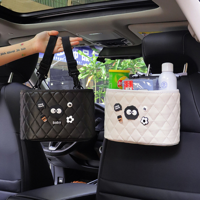车载好物座椅后背收纳袋多功能可爱煤球收纳箱汽车用品大全实用女