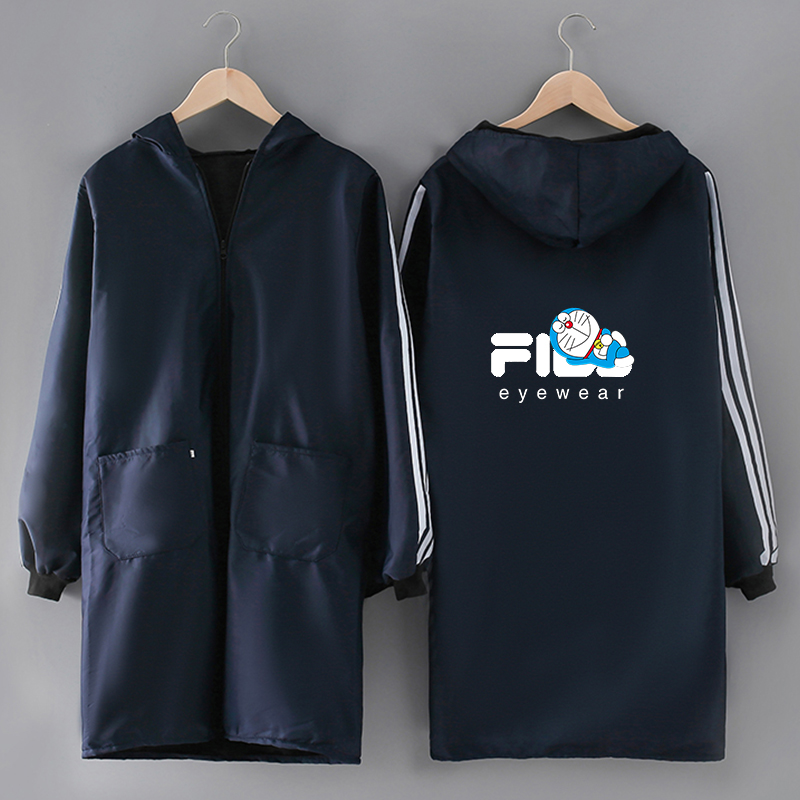 加绒加厚秋冬季长款罩衣男春秋防水防油长袖厨房冬天围裙工作服女