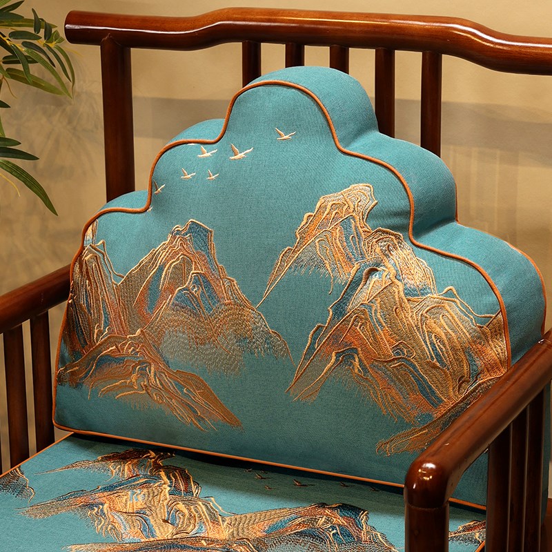 中式圈椅坐垫红木椅子座垫云朵枕一体茶椅餐椅垫实木沙发坐垫靠背