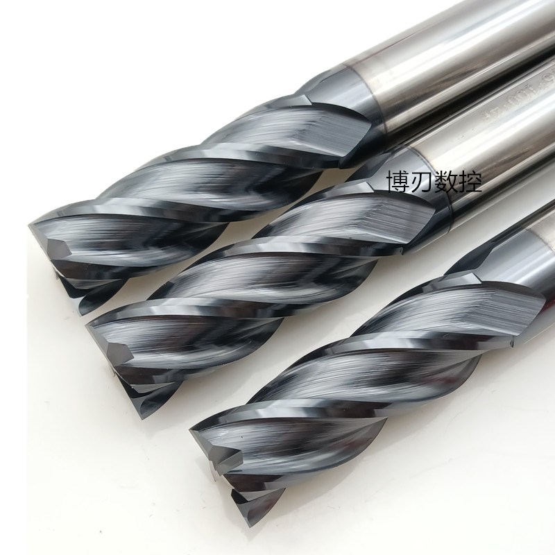 四刃钨钢铣刀D4/D18/21*100L黑色涂层硬质合金立铣刀D16*120L平底