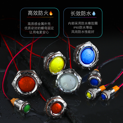 681012 16 19 22 25mm金属指示灯信号灯红绿蓝黄白色5v12V24V220v