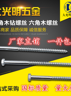 DIN571六角木钻螺丝钉六角自钻自攻螺丝钉外六方M6M8M10M12加长
