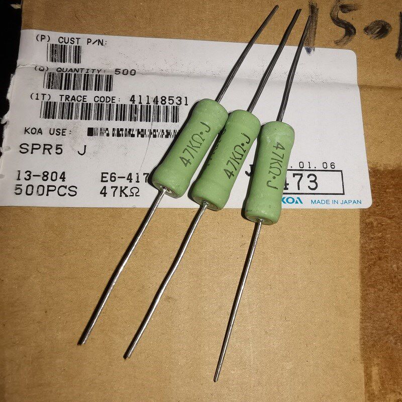 KOA 5W 47K 胆机发烧电阻柔软纯铜脚 MADE IN JAPAN 8*24MM