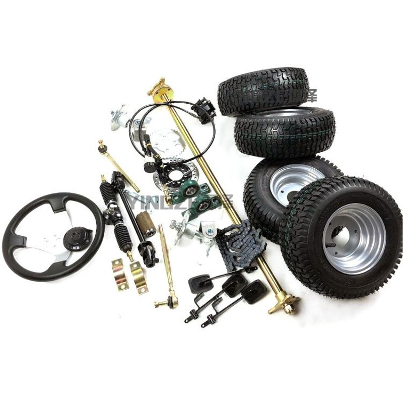 DIY改装卡丁车四轮GO-KART配件前后悬挂方向机后桥加粗后轴6寸轮