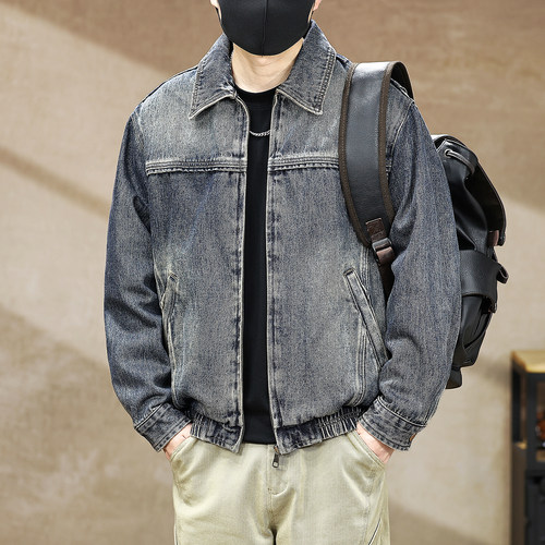 美式潮牌复古做旧牛仔外套男秋冬