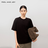 FEELANDJOY2025年羊毛精织小众高级感面料T恤女OVERSIZE宽松上衣