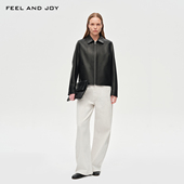 FEEL 轻奢质感上衣 摩登挺括皮衣 AND JOY黄金牧场100%山羊皮外套