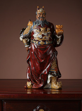 陶瓷工艺精品商务送礼家居电视柜门客厅招财饰品赵公明武财神摆件