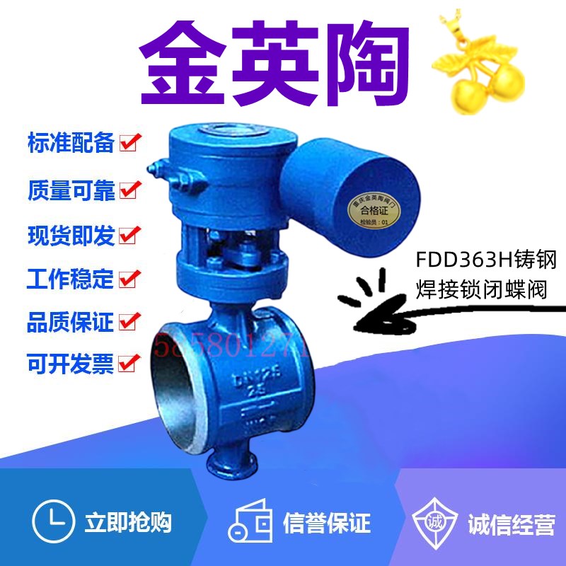 FD363H-10/16/25C铸钢焊接锁闭蝶阀DN50-800高温蒸汽自锁防盗阀门
