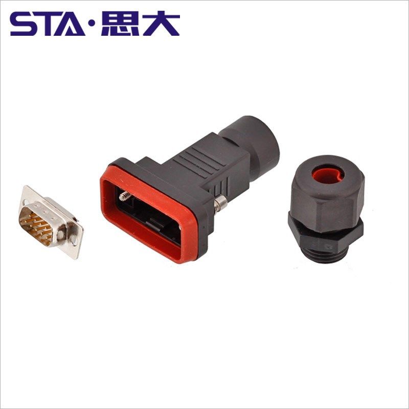 现货DB9 DB15防水外壳 D-SUB防水连接器 AISG 5G信号基站RRU插头