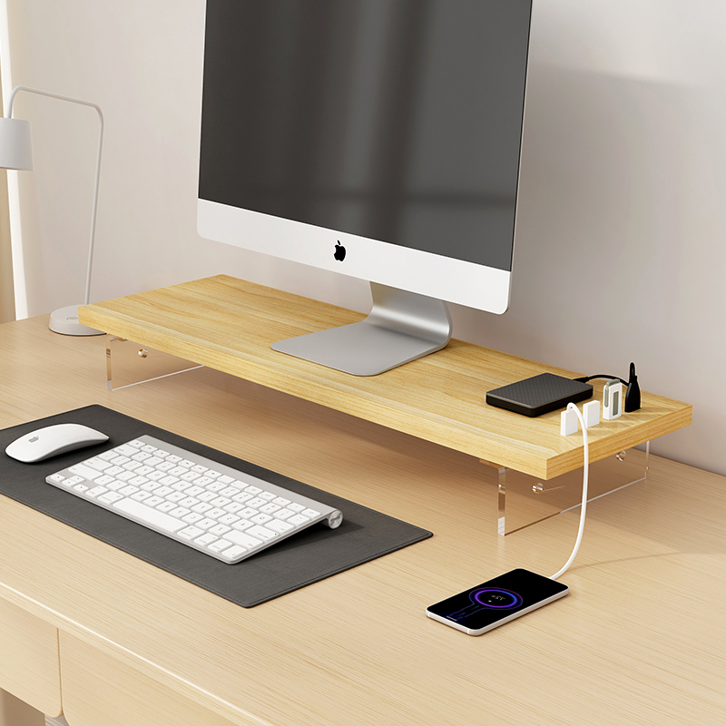 USB电脑显示器屏幕增高架办公室桌面键盘收纳支架台式置物底座高