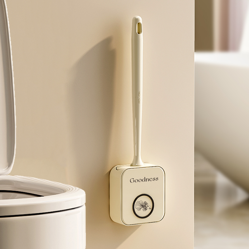 奶油风2023新款马桶刷家用无死角厕所刷子壁挂矽胶除垢刷化妆室