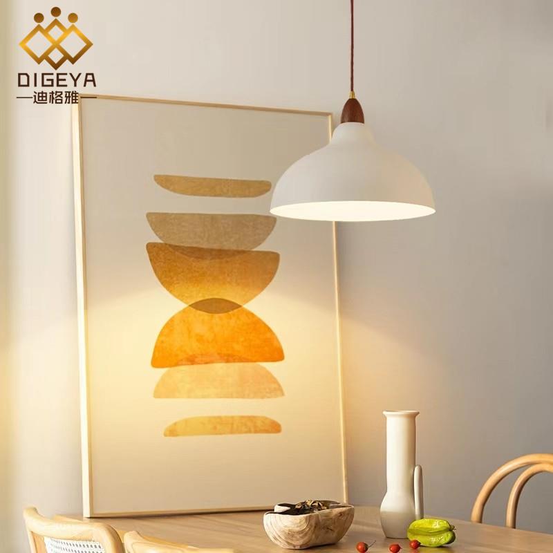 餐厅中古胡桃木侘寂风吊灯客厅餐桌灯日式卧室床头简约艺术吊灯