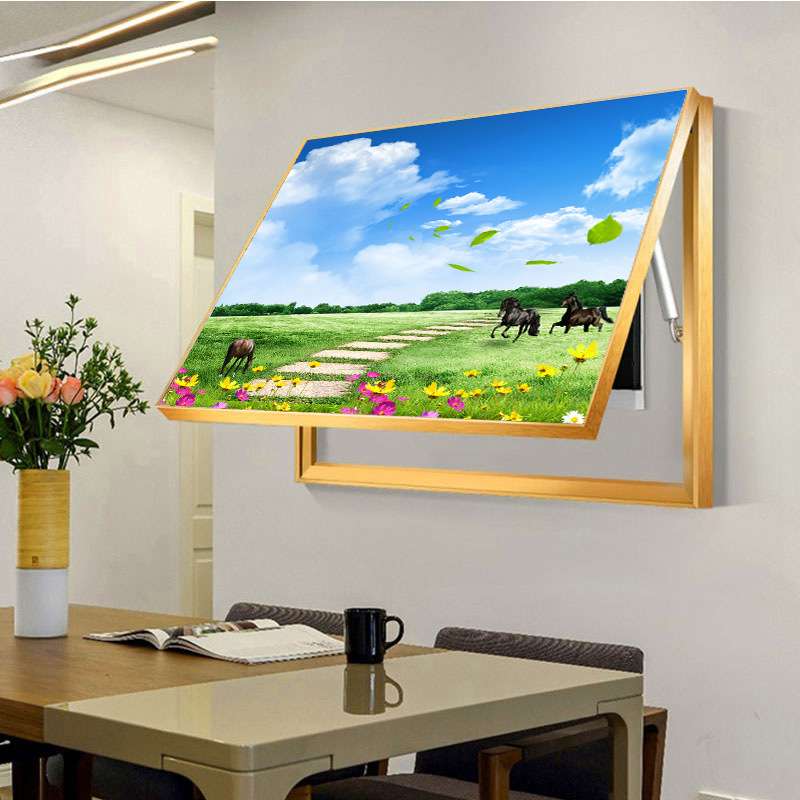 电表箱装饰画液压杆现代简约客厅配电箱挂画遮挡开关横版餐厅壁画