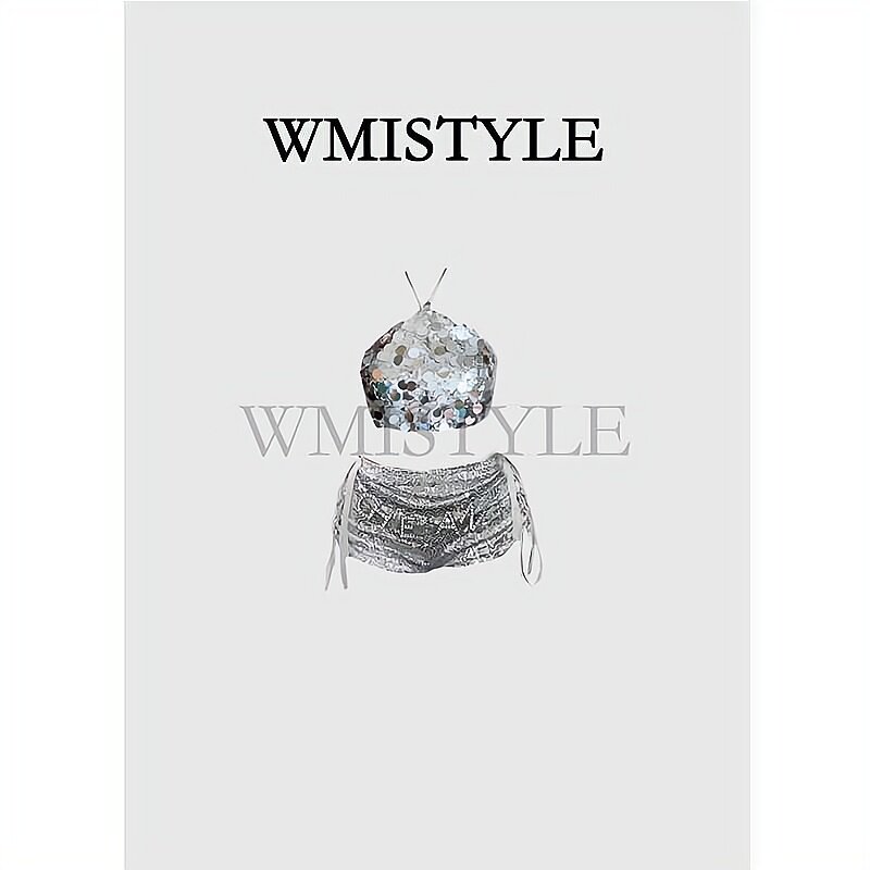 欧洲WMISTYLE设计 酒吧gogo性感银色亮闪闪吊带演出服