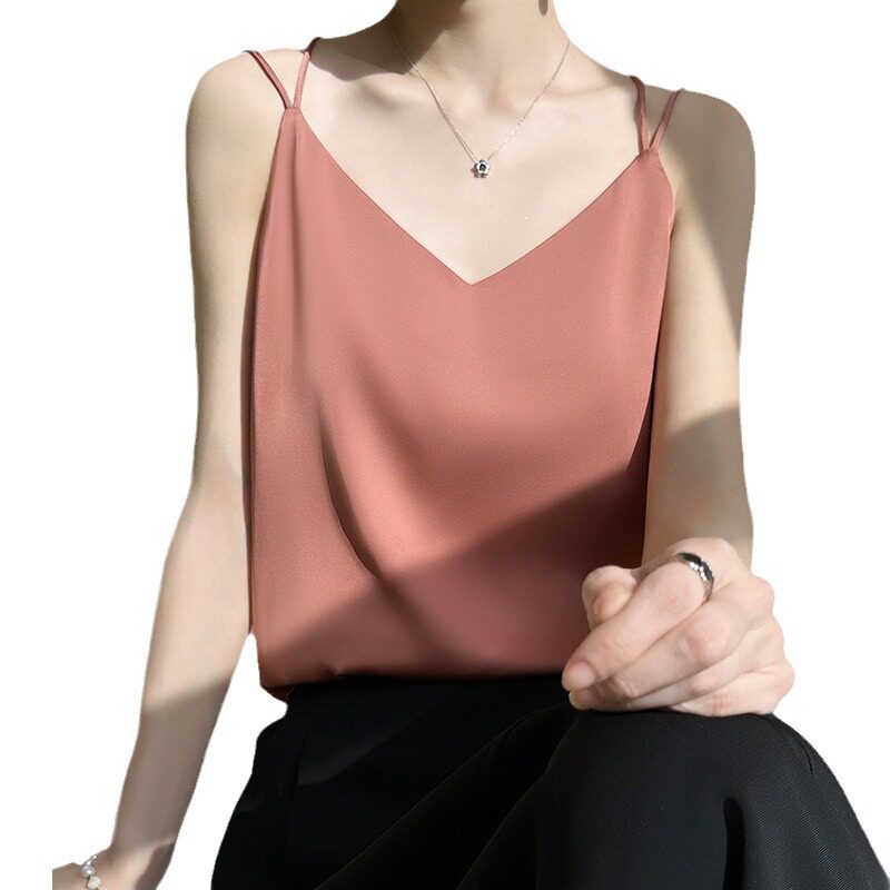 三醋酸吊带背心女内搭白色美背仿真丝无袖上衣西装缎面仿蚕丝打底