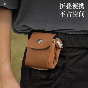 露营户外觅食袋多色帆布野果收纳包牛皮腰挂丛林工具收纳包采集包