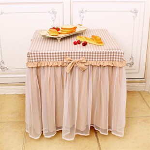 浅咖色奶茶格子电炉烤火炉长方形烤火罩茶几方桌布麻将机牀头柜罩