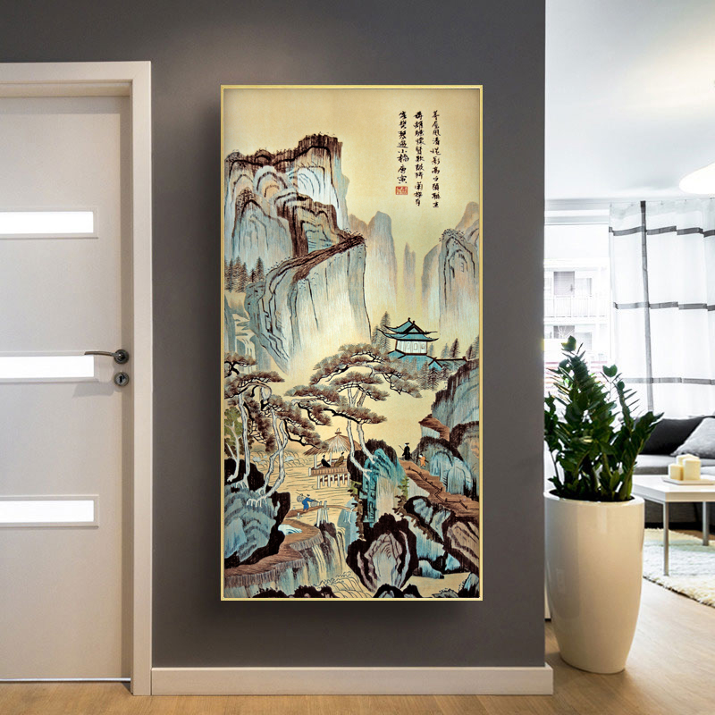 迎客松山水画中式客厅国画有山无水装饰画办公室挂画公司招财壁画