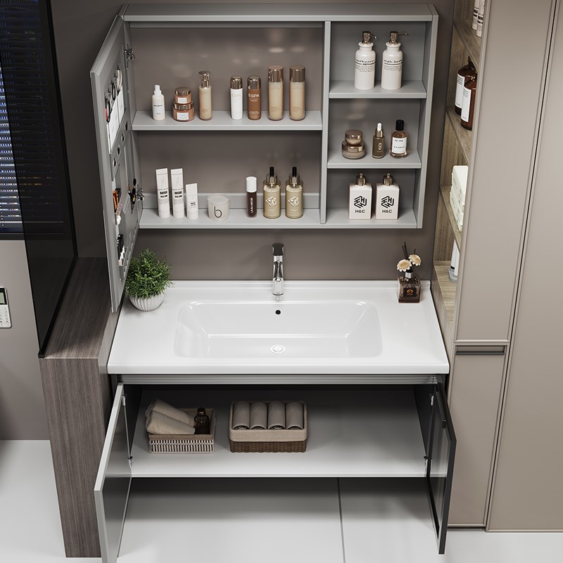 卫生间锈钢防水浴室柜一体陶瓷洗手台洗漱台小户型洗手盆柜