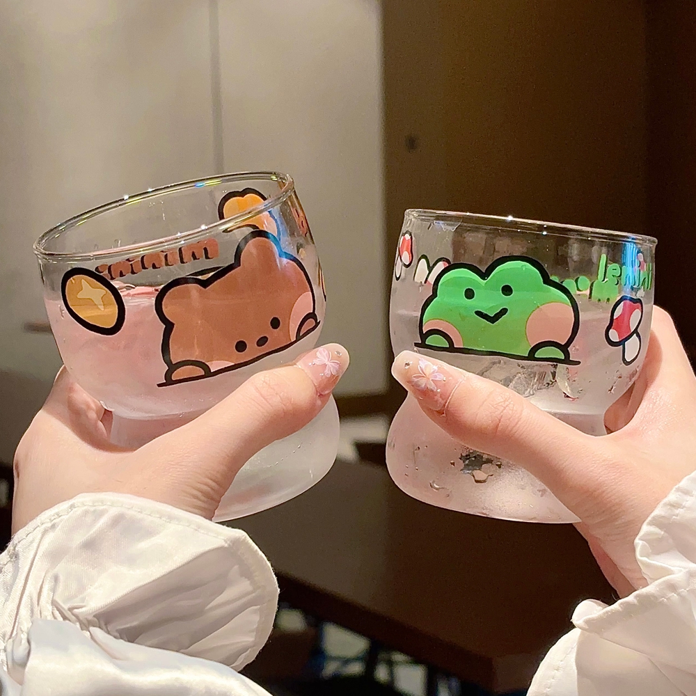 布朗熊minini玻璃杯水杯女新款2025夏季家用啤酒杯果汁杯咖啡杯子