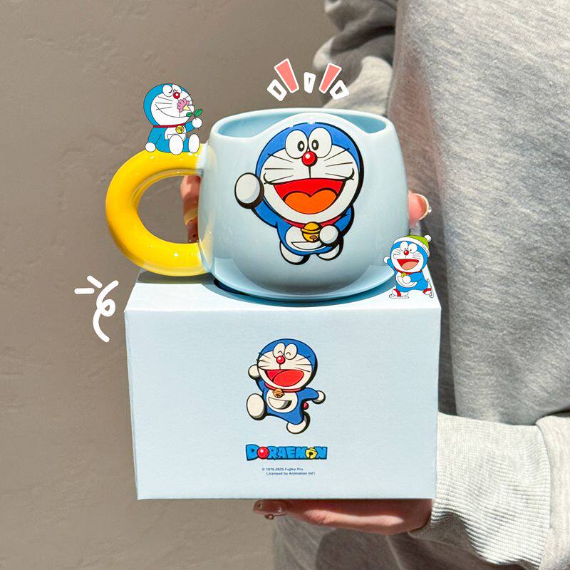 哆啦A梦联名陶瓷马克杯高颜值可爱情侣专用学生上班族牛奶咖啡杯