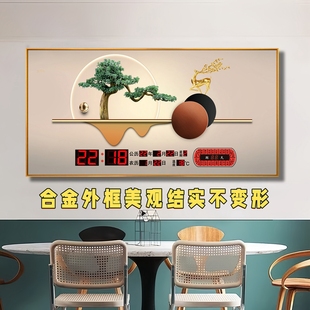 新款 合金卫星智能万年历挂钟家用静音客厅夜光简约挂墙日历电子钟