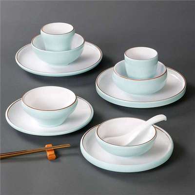 中高档酒楼餐具摆台四件套火锅店餐厅碗碟杯勺组合装密胺仿瓷商用