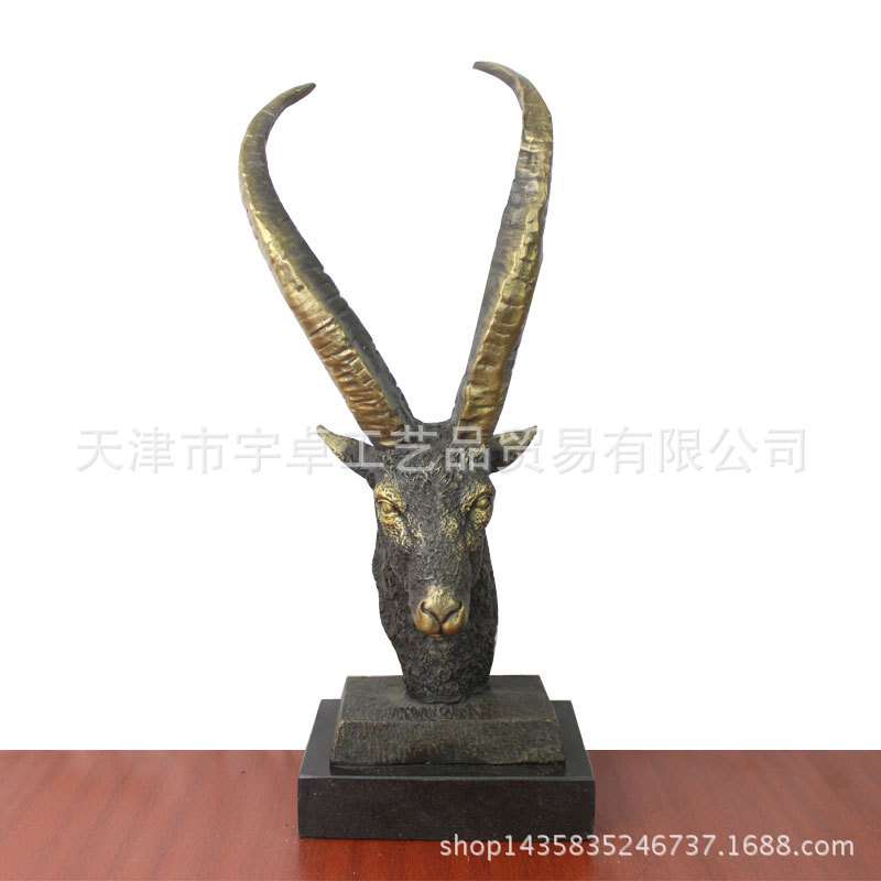 宇卓铜器  纯铜羊头 铜羊 工艺品 领头羊 家居装饰 办公室 摆件