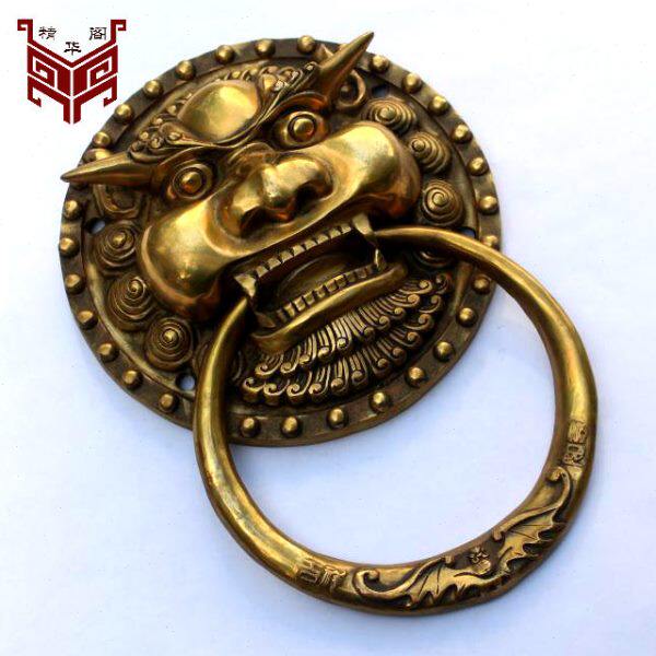 古典中式别墅大门兽头铜拉环门环仿古实木门大门狮子头铜拉手把手