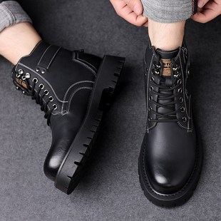 工装 新款 加绒保暖机车男士 英伦风厚底马丁靴男r款 靴子男 早秋冬季