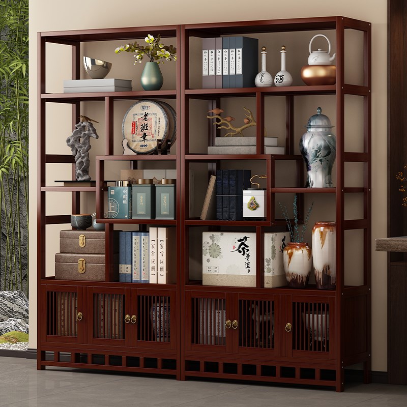 博古架中式茶f柜置物架茶室布置高级感茶叶摆件展示架书架2025新