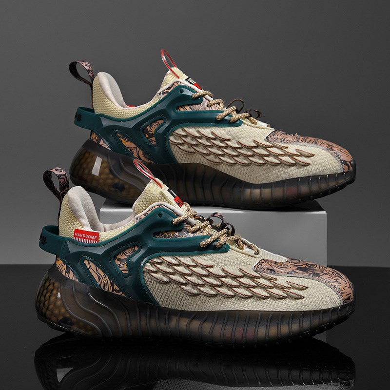 国潮男鞋秋季2024新款爆米花底运动鞋男中国风鞋子V潮流百搭老爹