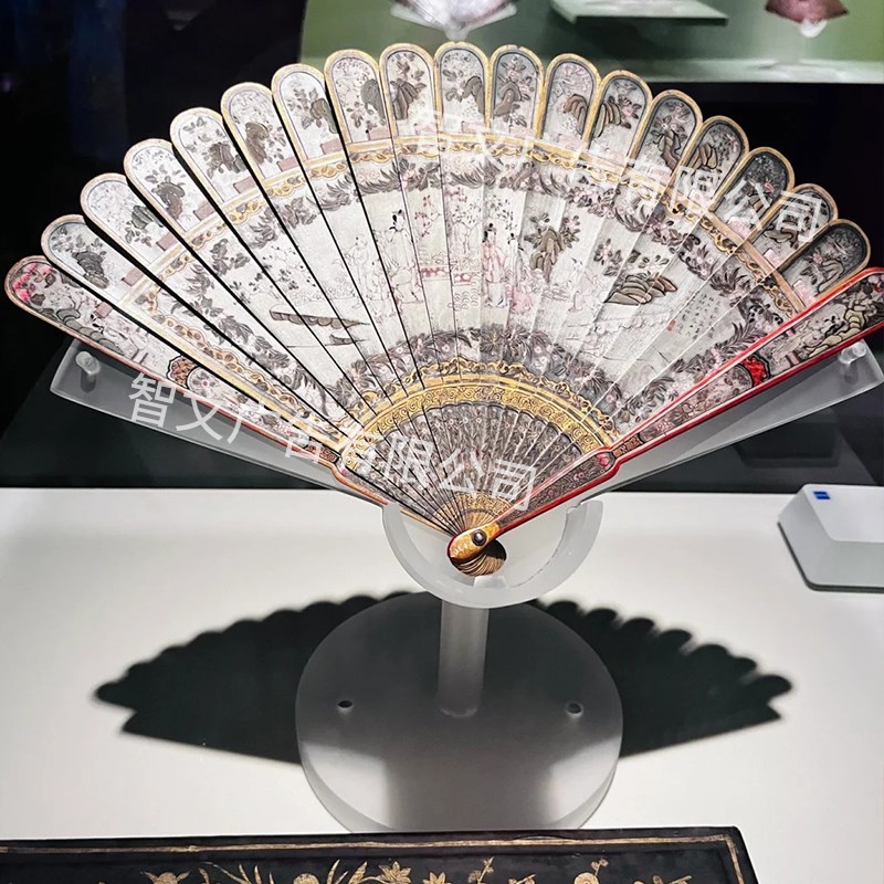 亚克力磨砂展示架折扇团扇拖底座博物馆扇M子透明立式展示放置架