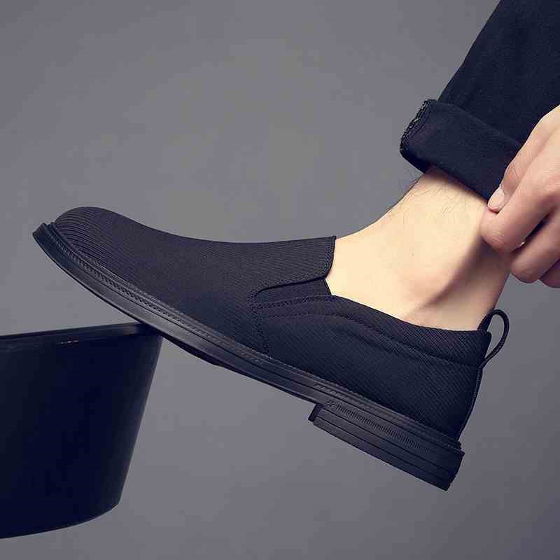 布鞋男款b透气休闲套脚商务上班布皮鞋一脚蹬懒人鞋百搭驾车男鞋