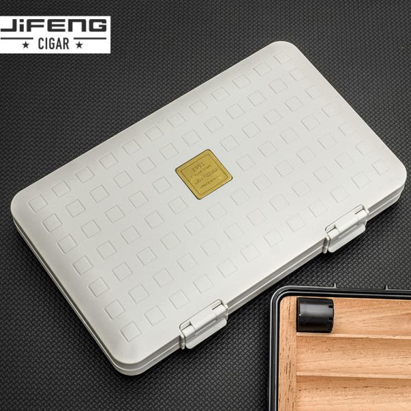 季风雪松白棕黑色环保塑料旅行保湿超薄五支装雪茄便携盒