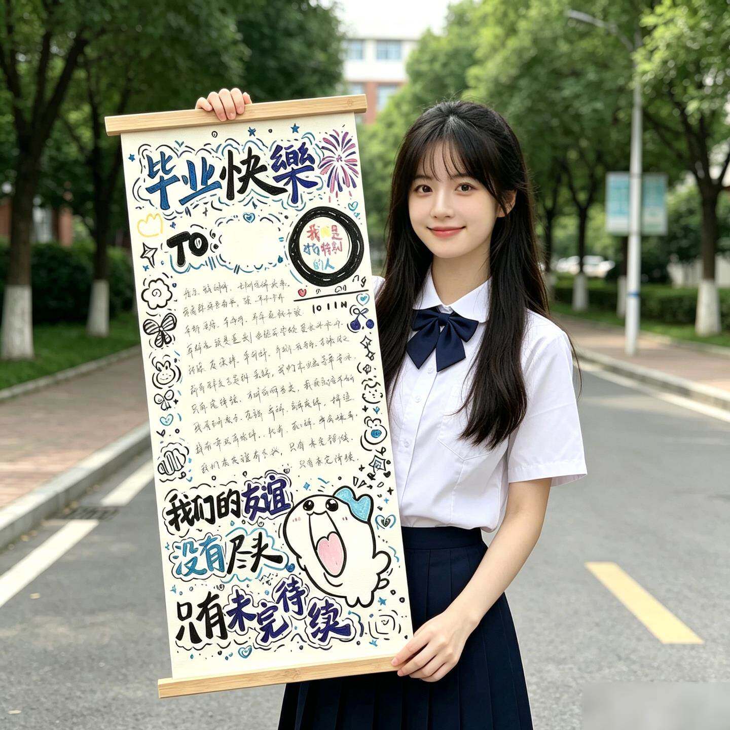 毕业礼物卷轴手写信纸半成品1米挂轴同学录签名纪念风琴本手工diy