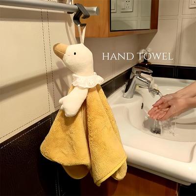 可爱大鹅擦手巾雪尼尔可挂式高级感卫生间专用浴室速干吸水不发臭