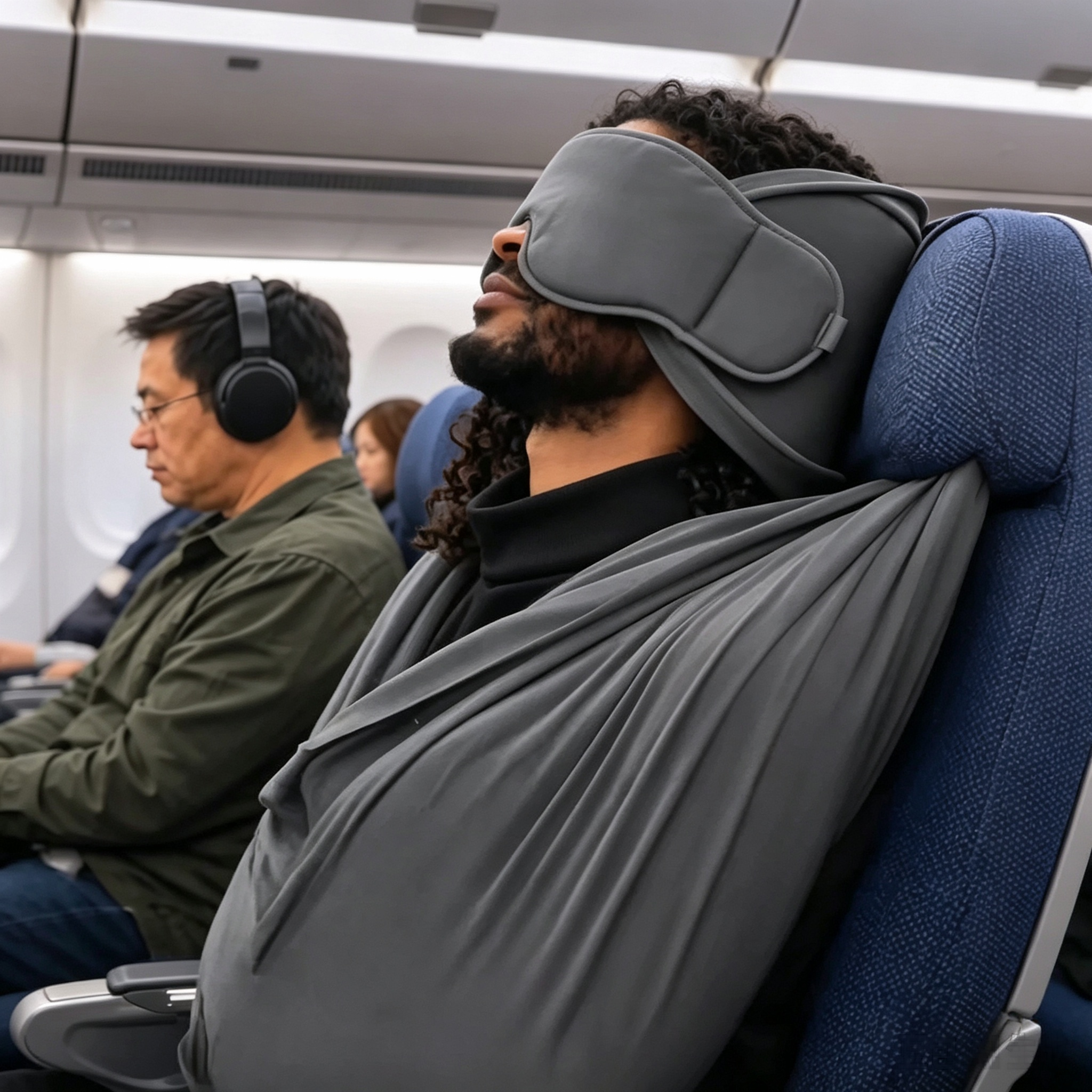 3d旅行睡眠眼罩一体式飞机睡眠套装三合一旅行颈枕头毯子身体带子