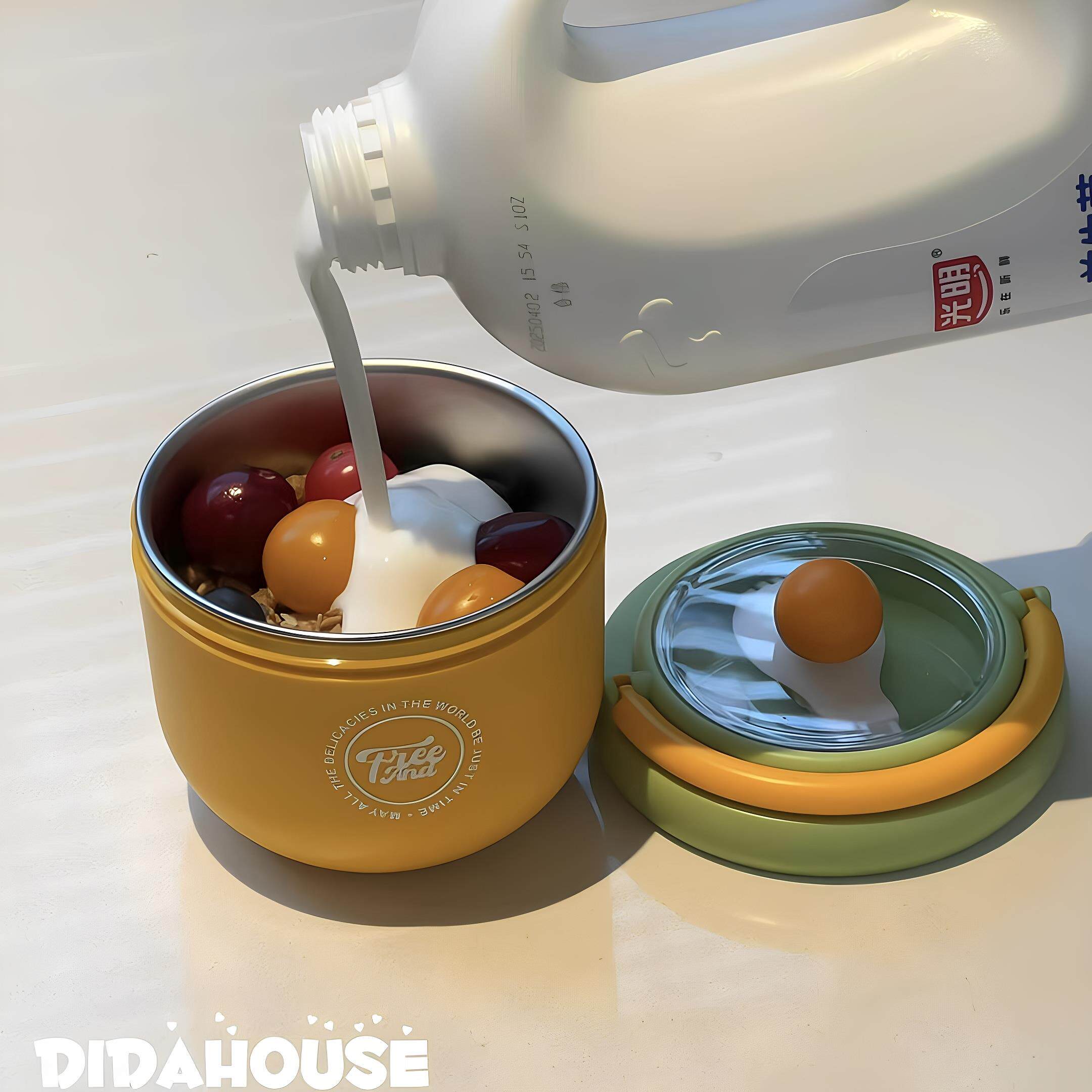 上班族便携早餐杯带盖勺高颜值水果杯牛奶豆浆杯隔夜燕麦杯酸奶碗